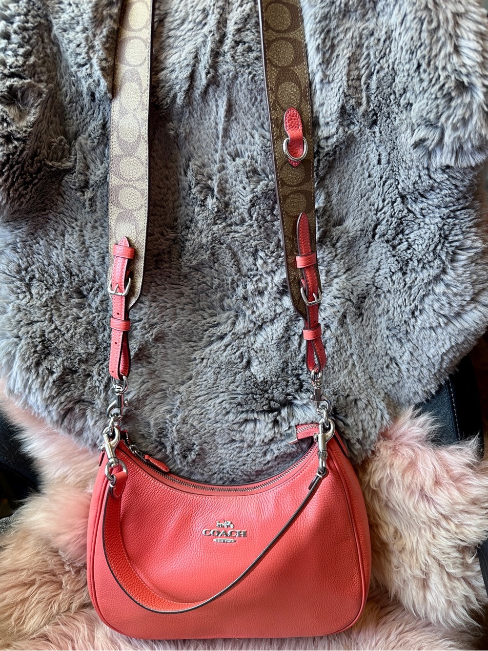 HTF Coach Coral Terri hobo with silver hardware